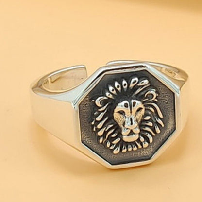 Lion Ring in Antique Silver 925