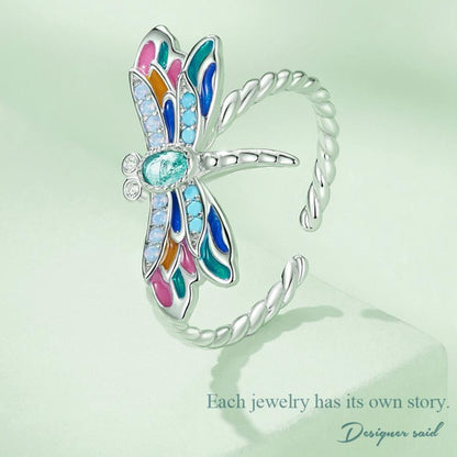 Dragonfly Ring in 925 Silver and Zircons