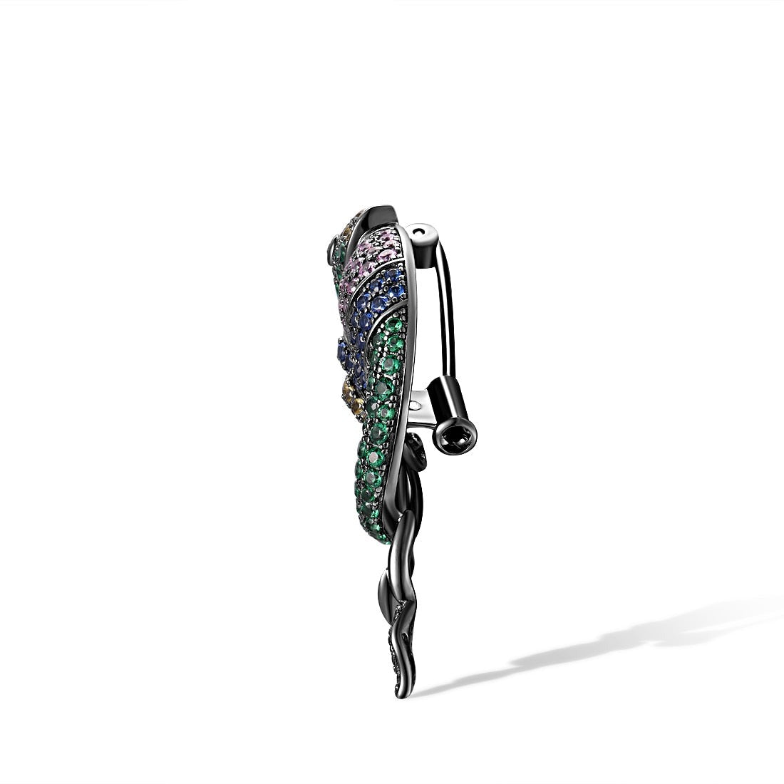 Chameleon Brooch in 925 Silver and Zircons