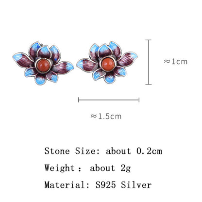 Lotus Flower Earrings in 925 Silver
