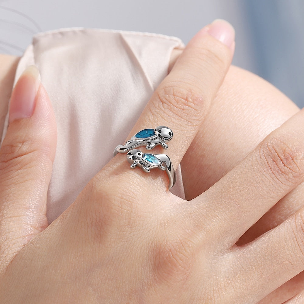 Baby Turtle Ring in 925 Silver