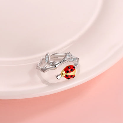 Ladybug Ring in 925 Silver and Zircons