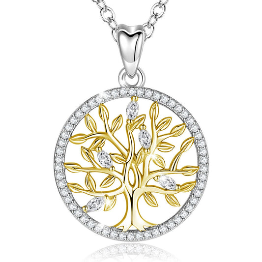 Collana Albero della Vita in Argento 925, Oro e Zirconi - EkoWorld Jewels Collana