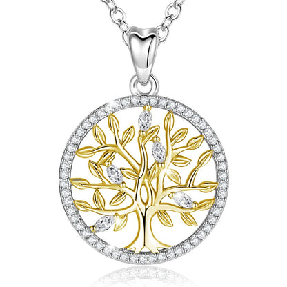 Ciondolo Albero della Vita in Argento 925, Oro e Zirconi - EkoWorld Jewels Ciondolo