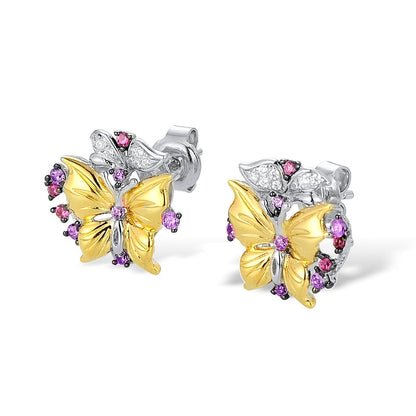 Butterfly Earrings in 925 Silver and Zircons