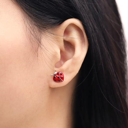 Ladybug Earrings in 925 Silver