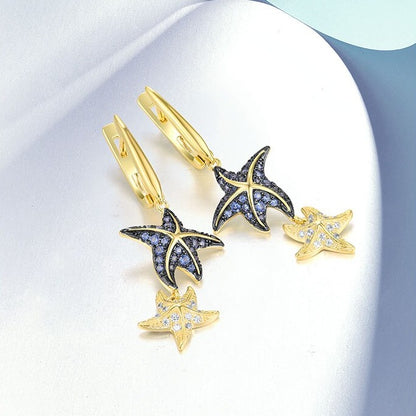 Starfish Earrings in 925 Silver and Zircons