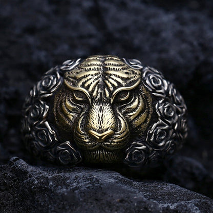 Tiger Ring in 925 Silver and Gold