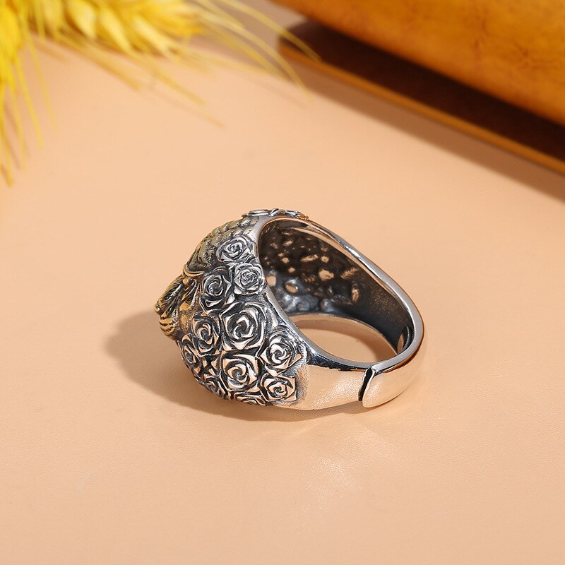 Tiger Ring in 925 Silver and Gold