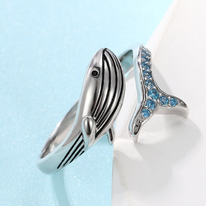 Whale Ring in 925 Silver and Zircons