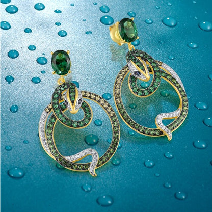 Snake Earrings in 925 Silver and Zircons