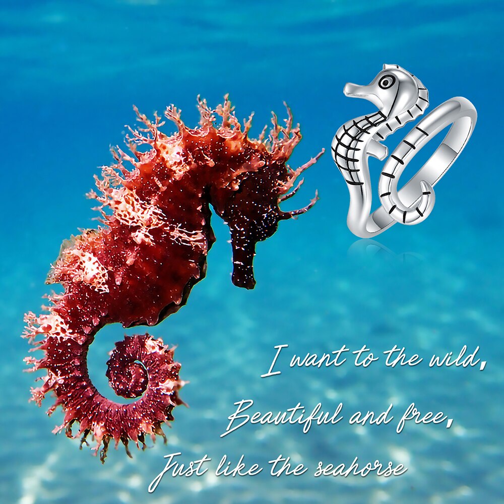 Seahorse Ring in 925 Silver