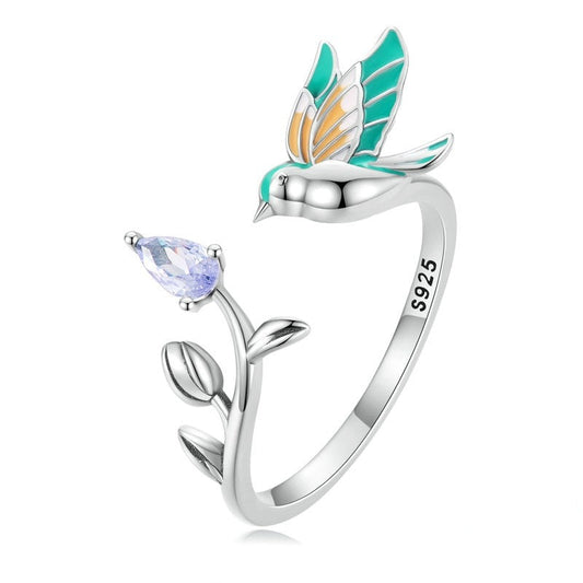Anello Colibrì in Argento 925 e Zirconi - EkoWorld Jewels Anello