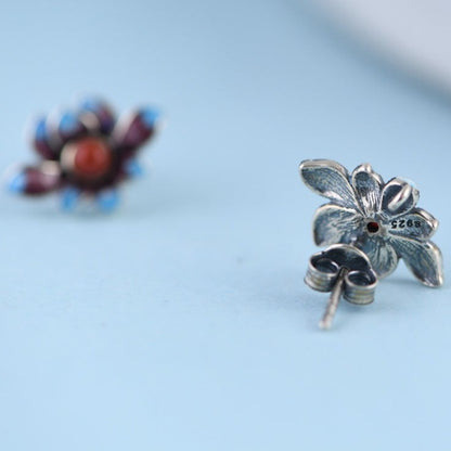 Lotus Flower Earrings in 925 Silver