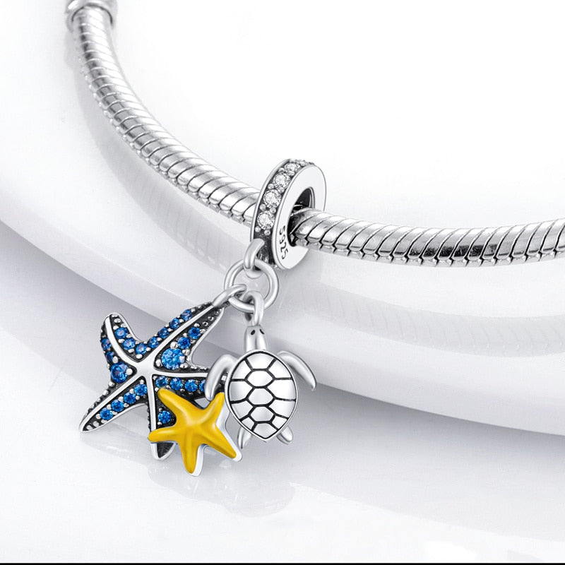 Charm Stella Marina con Tartaruga in Argento 925 - EkoWorld Jewels Charm