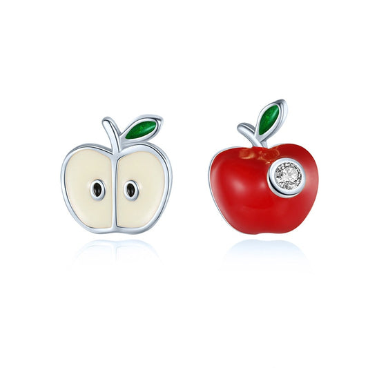 Apple Earrings in 925 Silver and Zircon