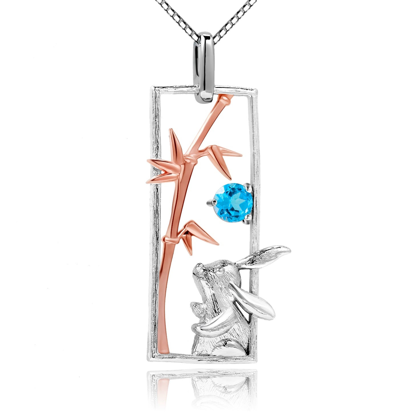 Rabbit Pendant in 925 Silver and Natural Stone
