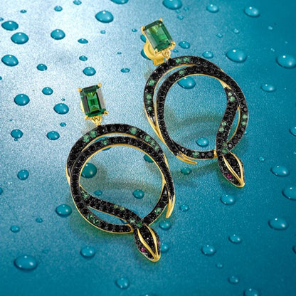 Snake Earrings in 925 Silver and Zircons