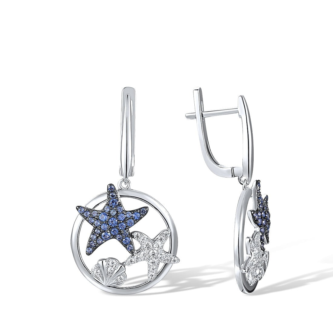 Starfish Earrings in 925 Silver and Zircons
