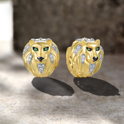 Orecchini Leone in Argento 925, Oro e Zirconi - EkoWorld Jewels Orecchini