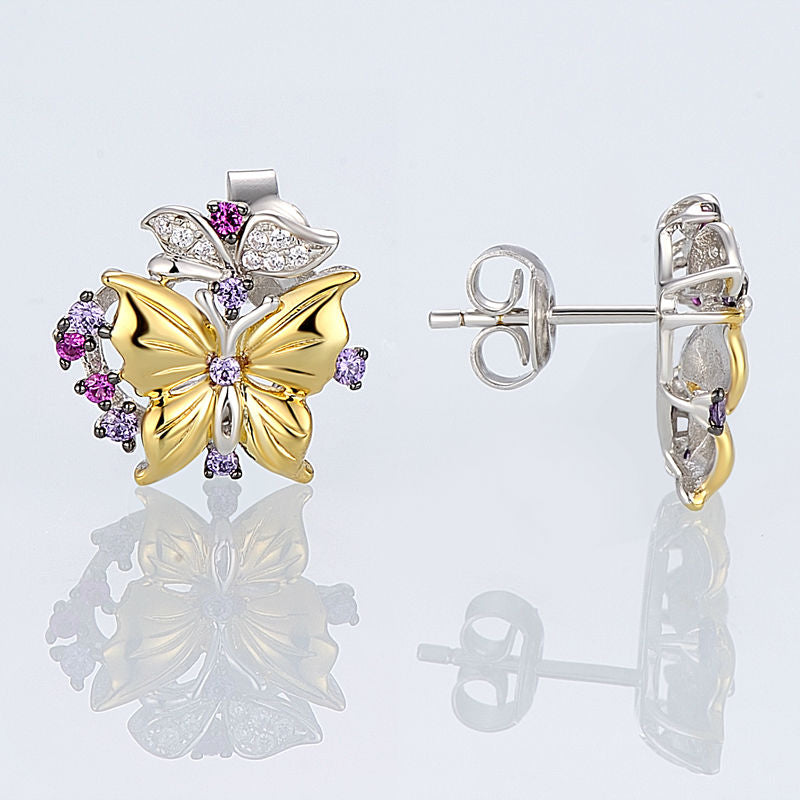 Butterfly Earrings in 925 Silver and Zircons