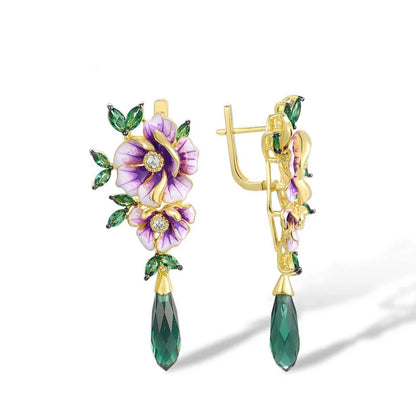 Pansy Earrings in 925 Silver and Zircons