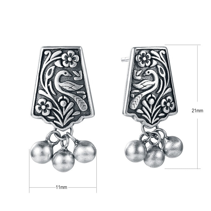 Fenice Earrings in Antique Silver 925