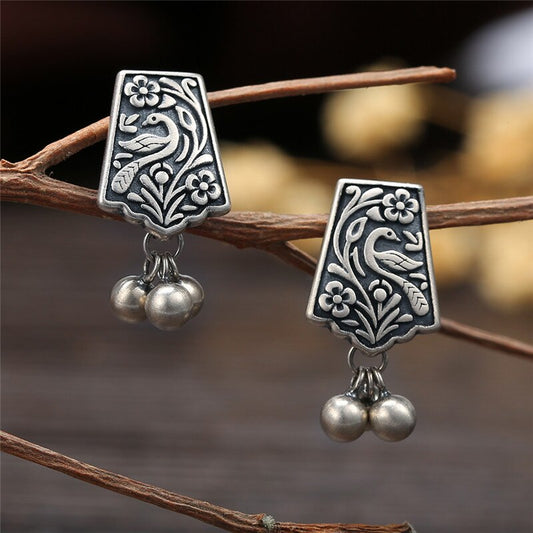 Brincos Fenice em Prata Antiga 925