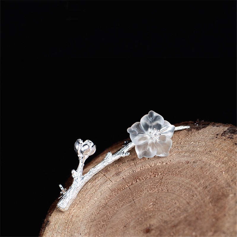 Spilla Giglio della Pioggia in Argento 925 e Cristallo Naturale - EkoWorld Jewels Spille