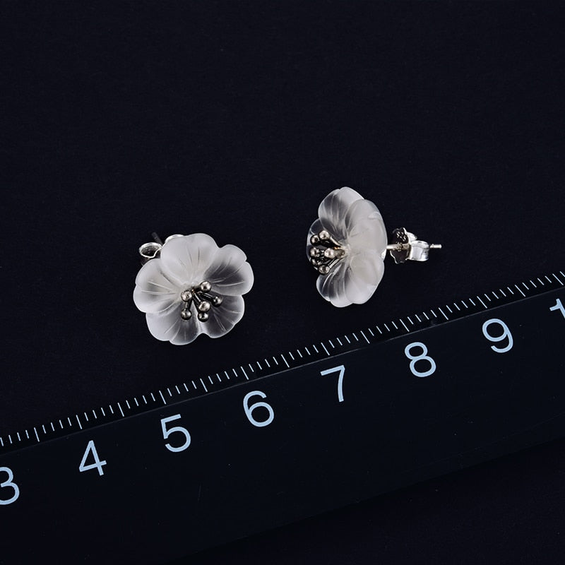 Orecchini Skeleton Flower in Argento 925 e Cristallo Naturale - EkoWorld Jewels Orecchini