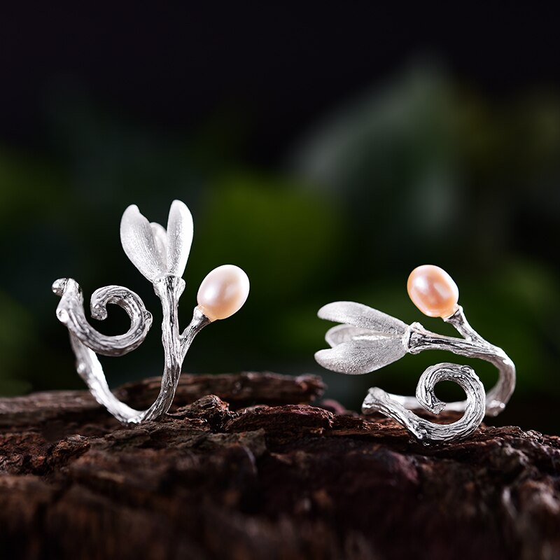 Anello Magnolia in Argento 925 e Perla Naturale - EkoWorld Jewels Anello