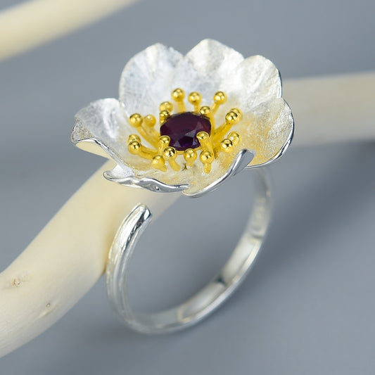 Anello Anemone in Argento 925 - EkoWorld Jewels Anello
