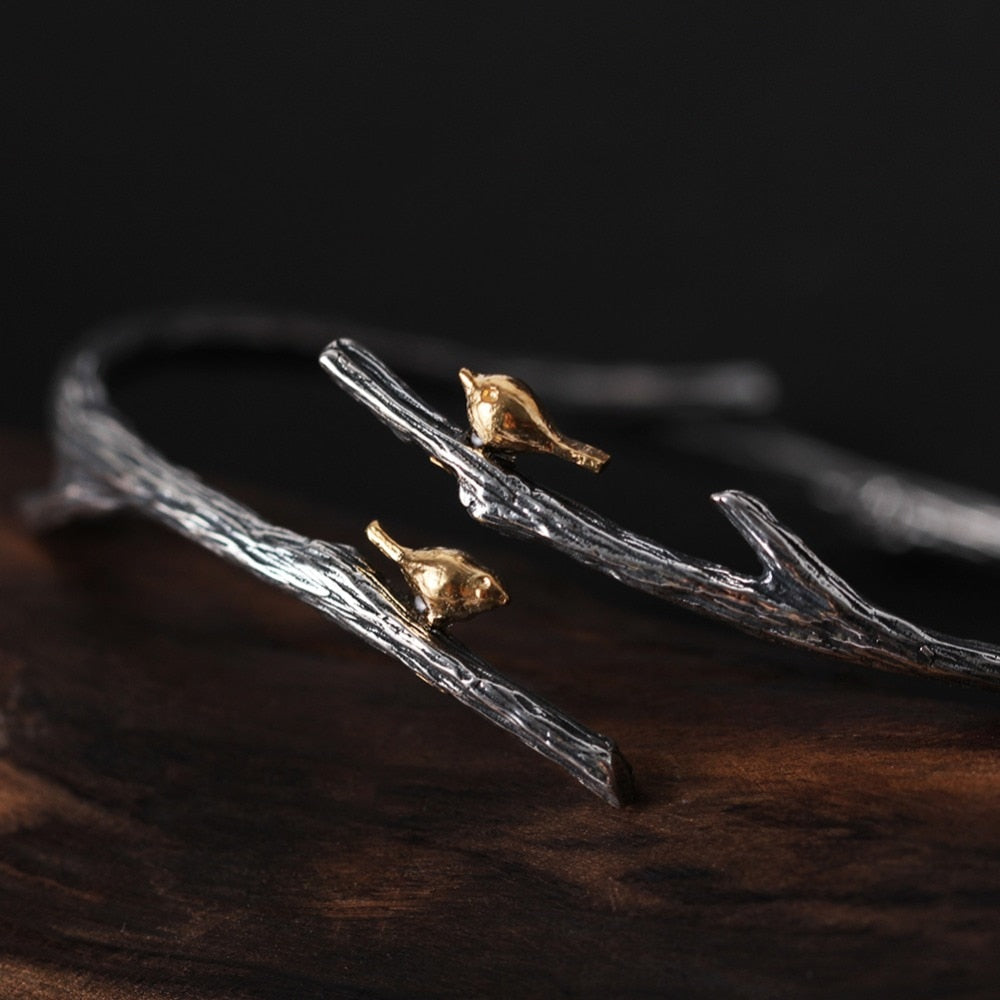 Bracciale Uccelli su ramo in Argento Antico 925 - EkoWorld Jewels Bracciale
