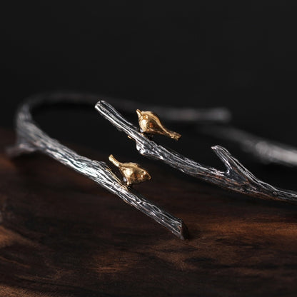 Bracciale Uccelli su ramo in Argento Antico 925 - EkoWorld Jewels Bracciale
