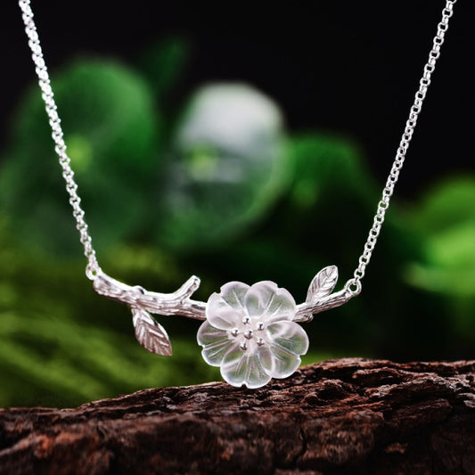 Collana Skeleton Flower in Argento 925 e Cristallo Naturale - EkoWorld Jewels Collana