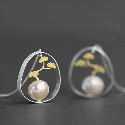 Orecchini Albero della Vita in Argento 925 e Perla Naturale - EkoWorld Jewels Orecchini