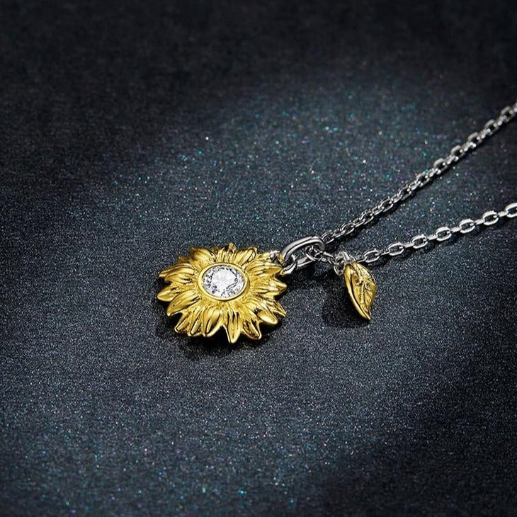 Collana Girasole in Argento 925 ed Oro con Zircone - EkoWorld Jewels Collana