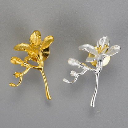 Spilla Fresia in Argento 925 e Oro - EkoWorld Jewels Spille