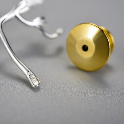 Spilla Fresia in Argento 925 e Oro - EkoWorld Jewels Spille