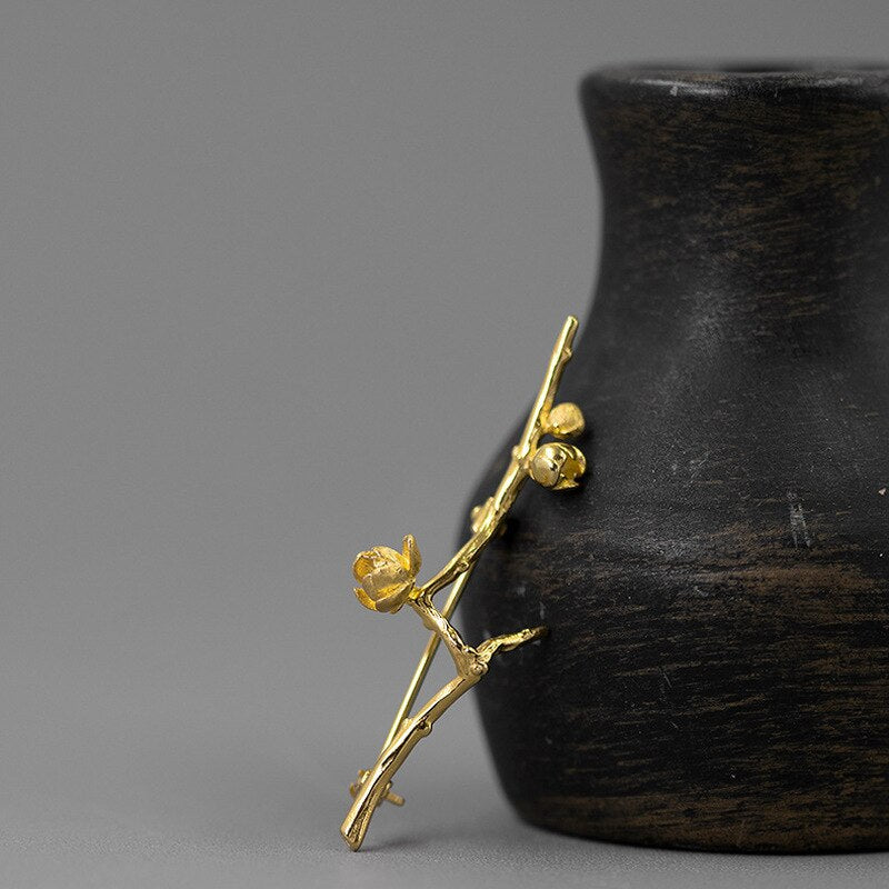 Spilla Fiore di Prugna in Argento 925 - EkoWorld Jewels Spille