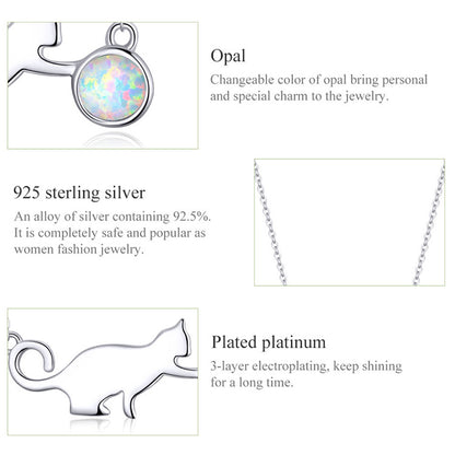 Bracciale Gatto in Argento 925 e Pietra Opale - EkoWorld Jewels Bracciale