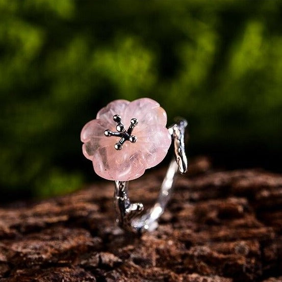 Anello Skeleton Flower in Argento 925 e Cristallo Naturale - EkoWorld Jewels Anello
