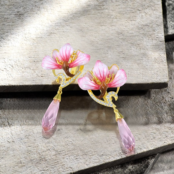 Orecchini Orchidea in argento 925 e Zirconi - EkoWorld Jewels Orecchini